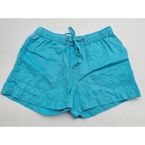 C&C California Women's Size S Aqua Blue Linen Casual Drawstring Shorts